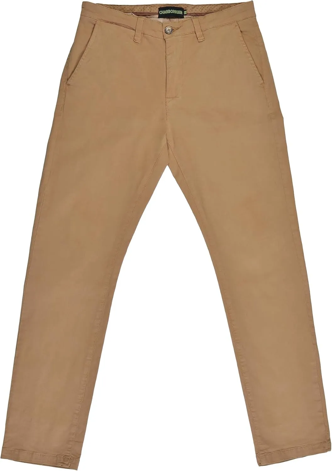 CHARBONNIER Mens Slim fit Chinos Pants, Flat Front Design and Back Buttoned Pockets, Comfortable Mens Pants for Casual wear