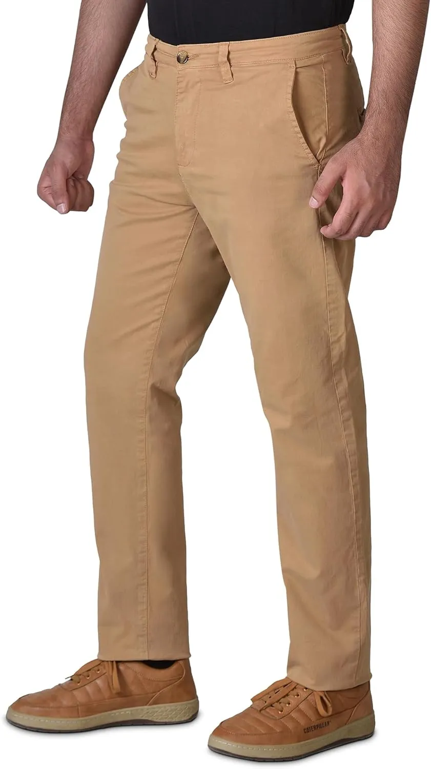 CHARBONNIER Mens Slim fit Chinos Pants, Flat Front Design and Back Buttoned Pockets, Comfortable Mens Pants for Casual wear