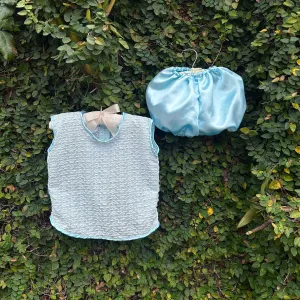 Charming Blue Embroidered Fabric Boys Baby Set