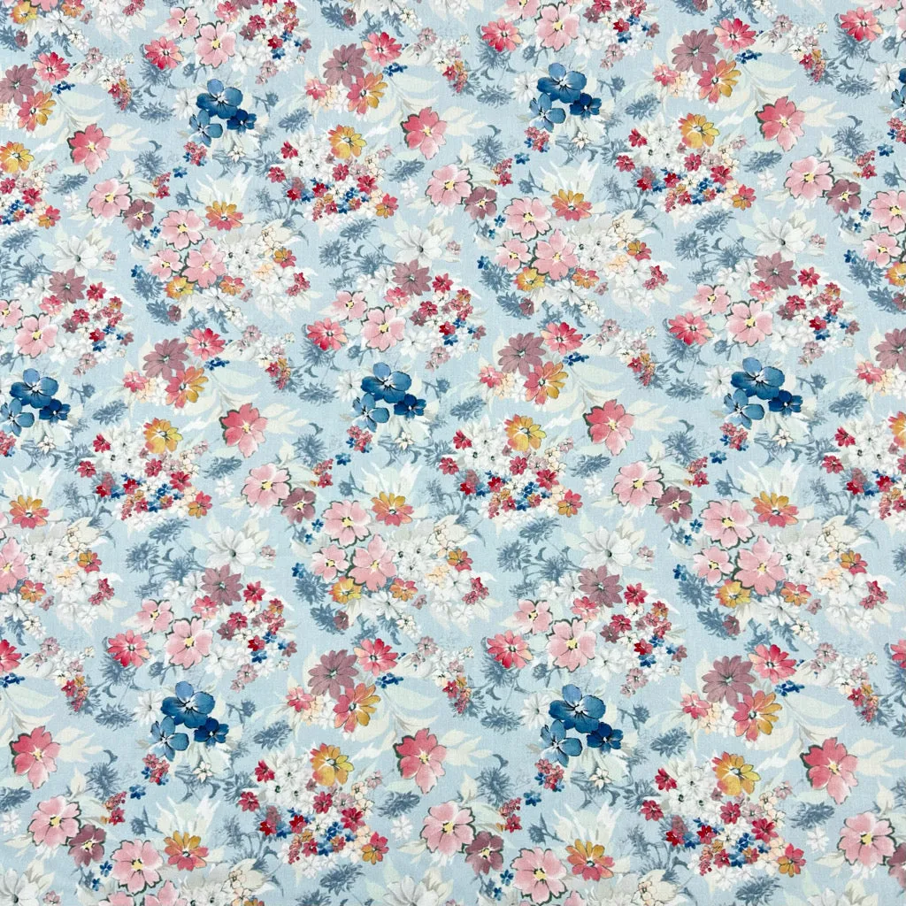 Charming Flowers Rose & Hubble Cotton Poplin Fabric
