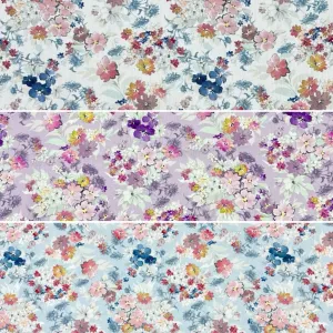 Charming Flowers Rose & Hubble Cotton Poplin Fabric