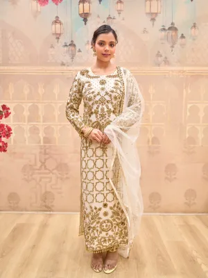 Charming Georgette Cream Kurta Set