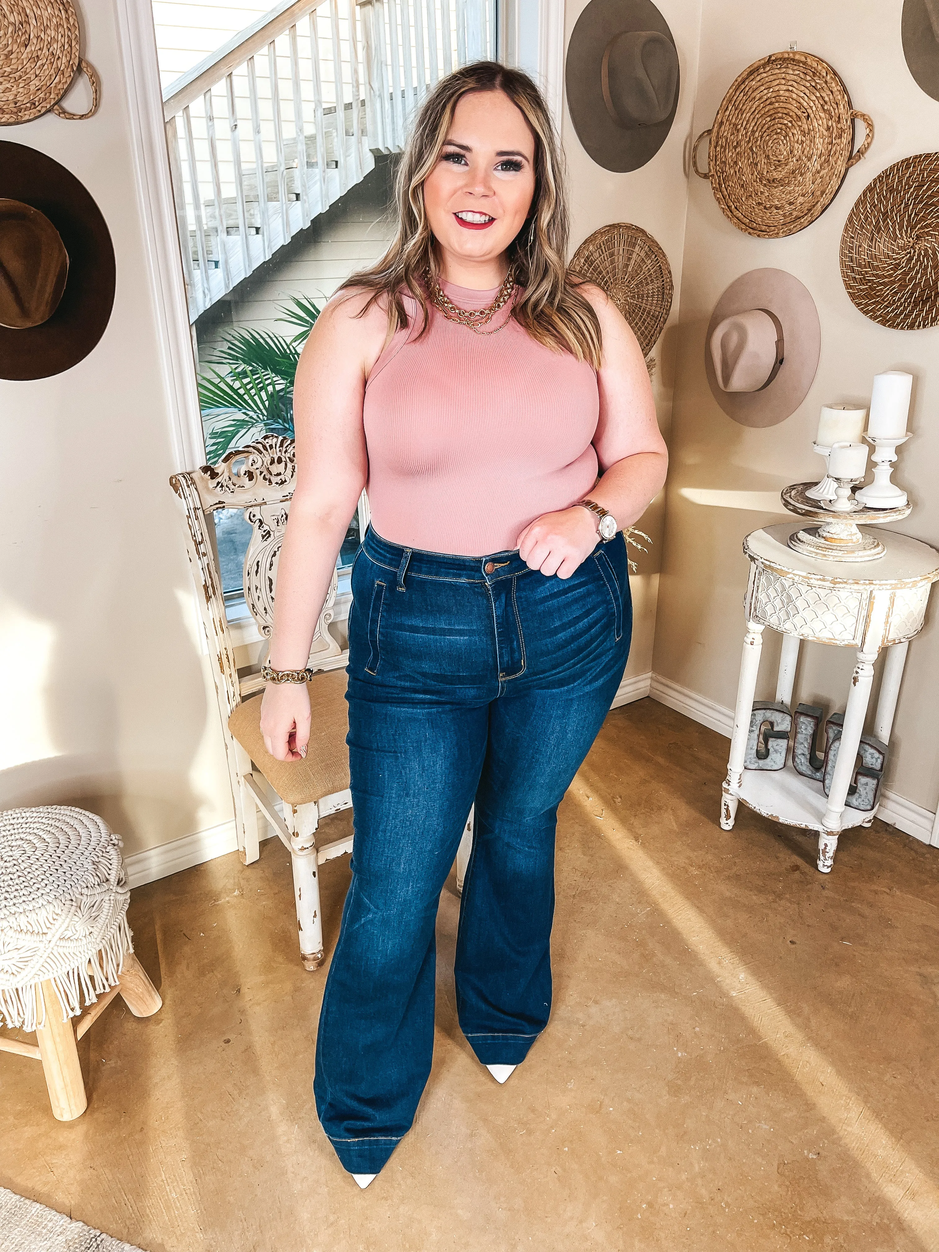 Chill With Me Ribbed Tank Top Body Suit in Rose Pink