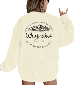 Christian Waymaker Sweatshirts For Women Religious Faith Sweatshirt Womens Graphic Soft Crewneck Long Sleeve Shirts