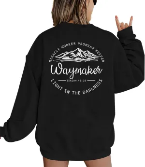 Christian Waymaker Sweatshirts For Women Religious Faith Sweatshirt Womens Graphic Soft Crewneck Long Sleeve Shirts