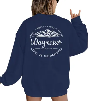Christian Waymaker Sweatshirts For Women Religious Faith Sweatshirt Womens Graphic Soft Crewneck Long Sleeve Shirts