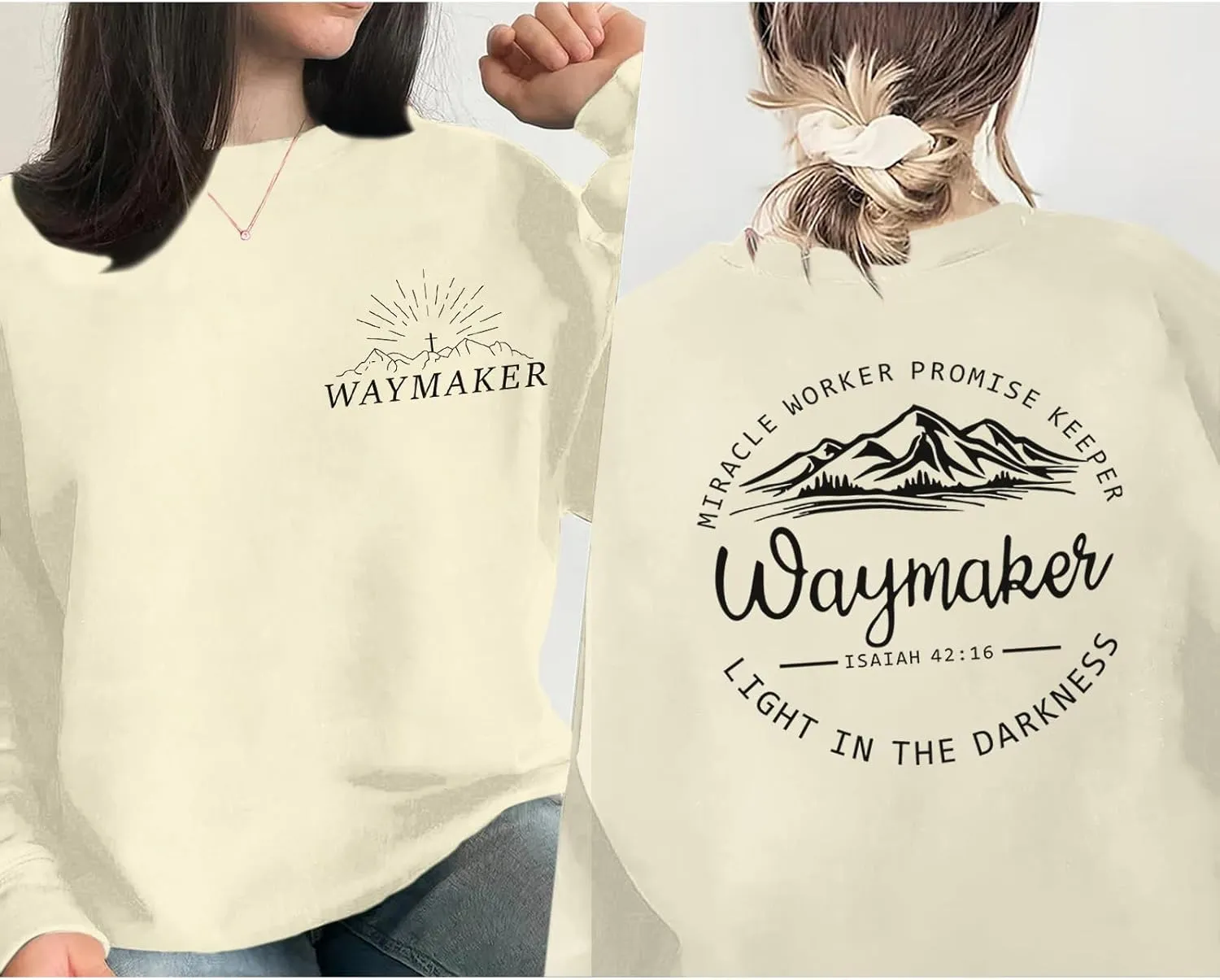 Christian Waymaker Sweatshirts For Women Religious Faith Sweatshirt Womens Graphic Soft Crewneck Long Sleeve Shirts