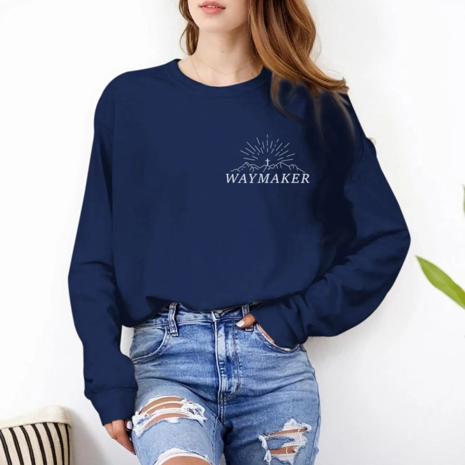Christian Waymaker Sweatshirts For Women Religious Faith Sweatshirt Womens Graphic Soft Crewneck Long Sleeve Shirts