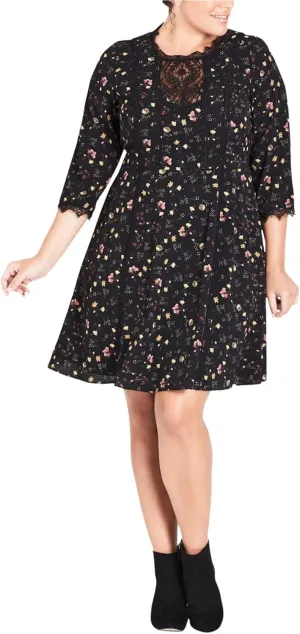 City Chic Womens Dreamy Midi Dress, Black, Plus Size, 20W