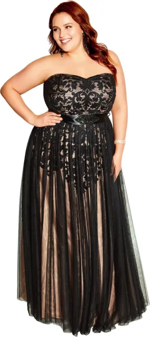 City Chic Women's Plus Size Dress - Embroidered Tulle Maxi