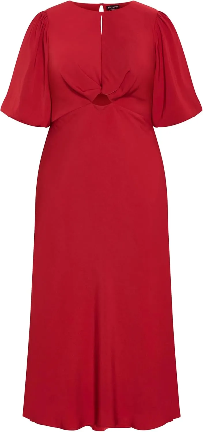 City Chic Women's Plus Size Dress - INES Puff Twist
