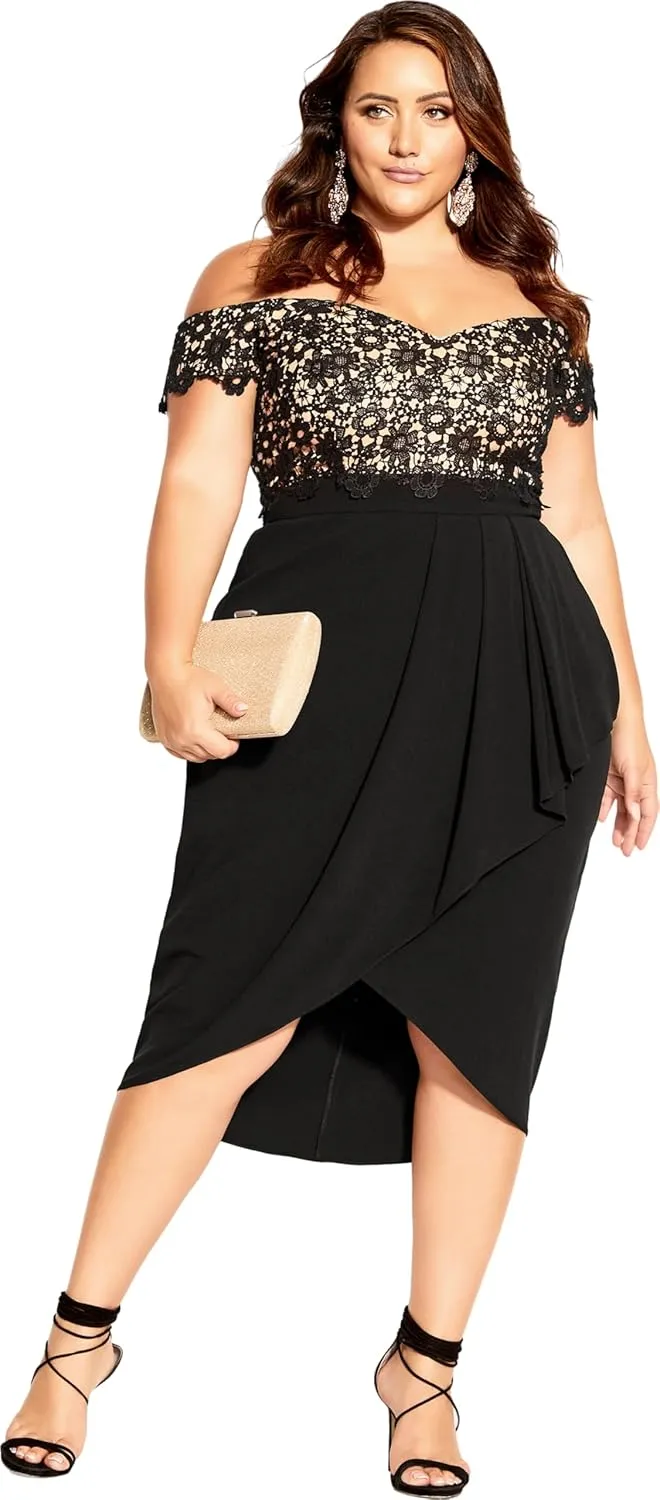 City Chic Women's Plus Size Dress Lace Glamou Ff