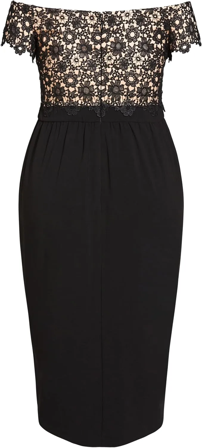 City Chic Women's Plus Size Dress Lace Glamou Ff