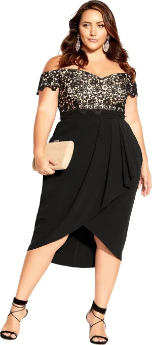 City Chic Women's Plus Size Dress Lace Glamou Ff