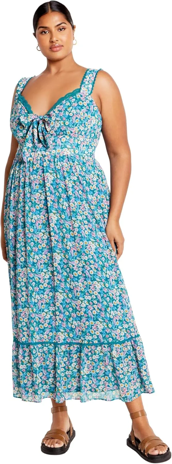 City Chic Women's Plus Size Lidia Print Dress, Ditsy Swirl, 14