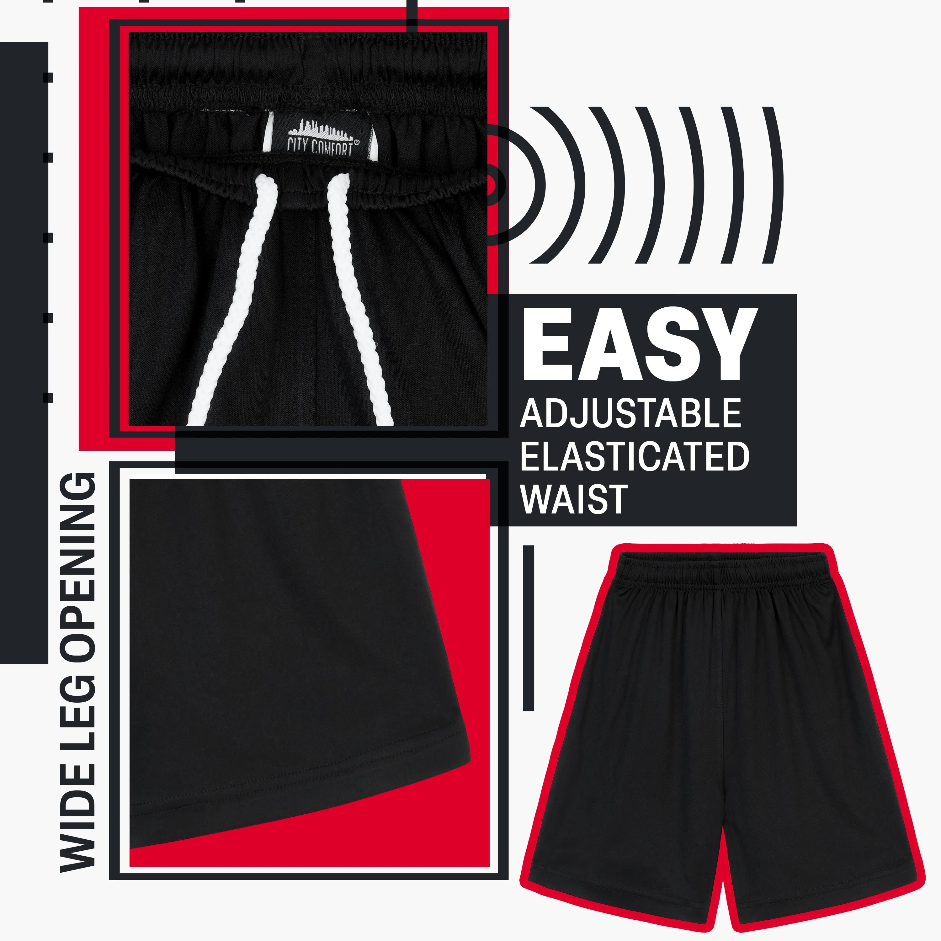 CityComfort Activewear Shorts for Kids, School PE Boys Shorts