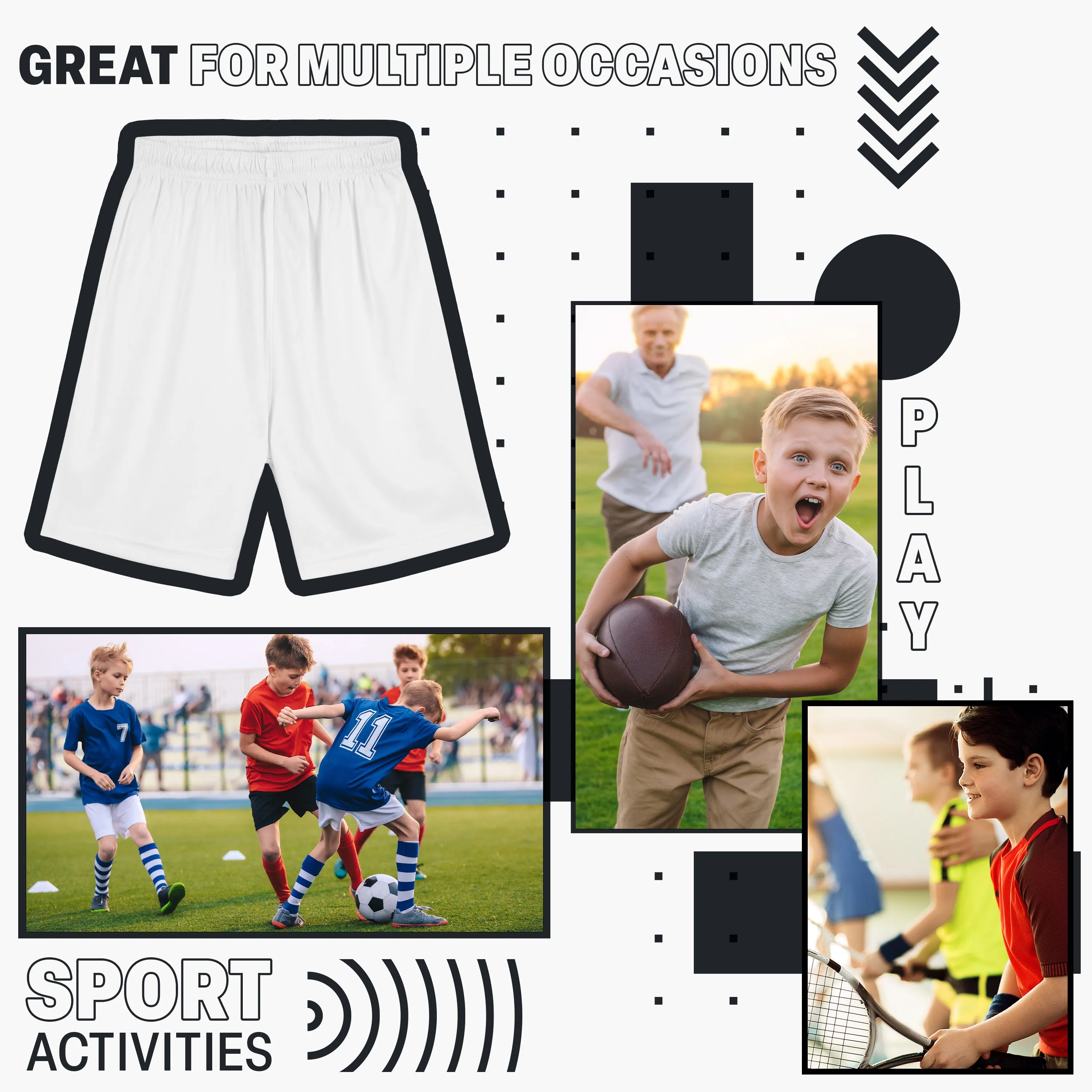 CityComfort Activewear Shorts for Kids, School PE Boys Shorts