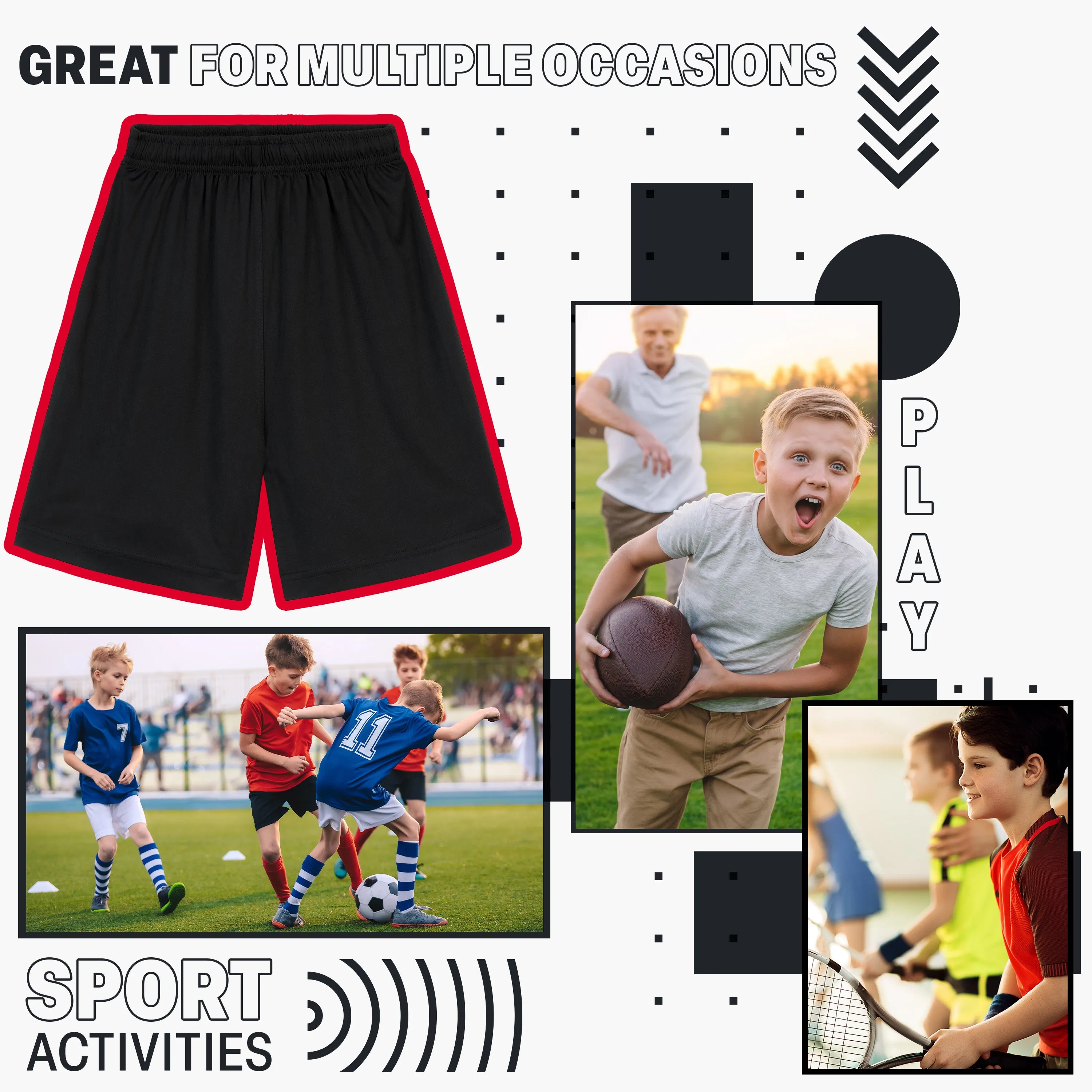 CityComfort Activewear Shorts for Kids, School PE Boys Shorts