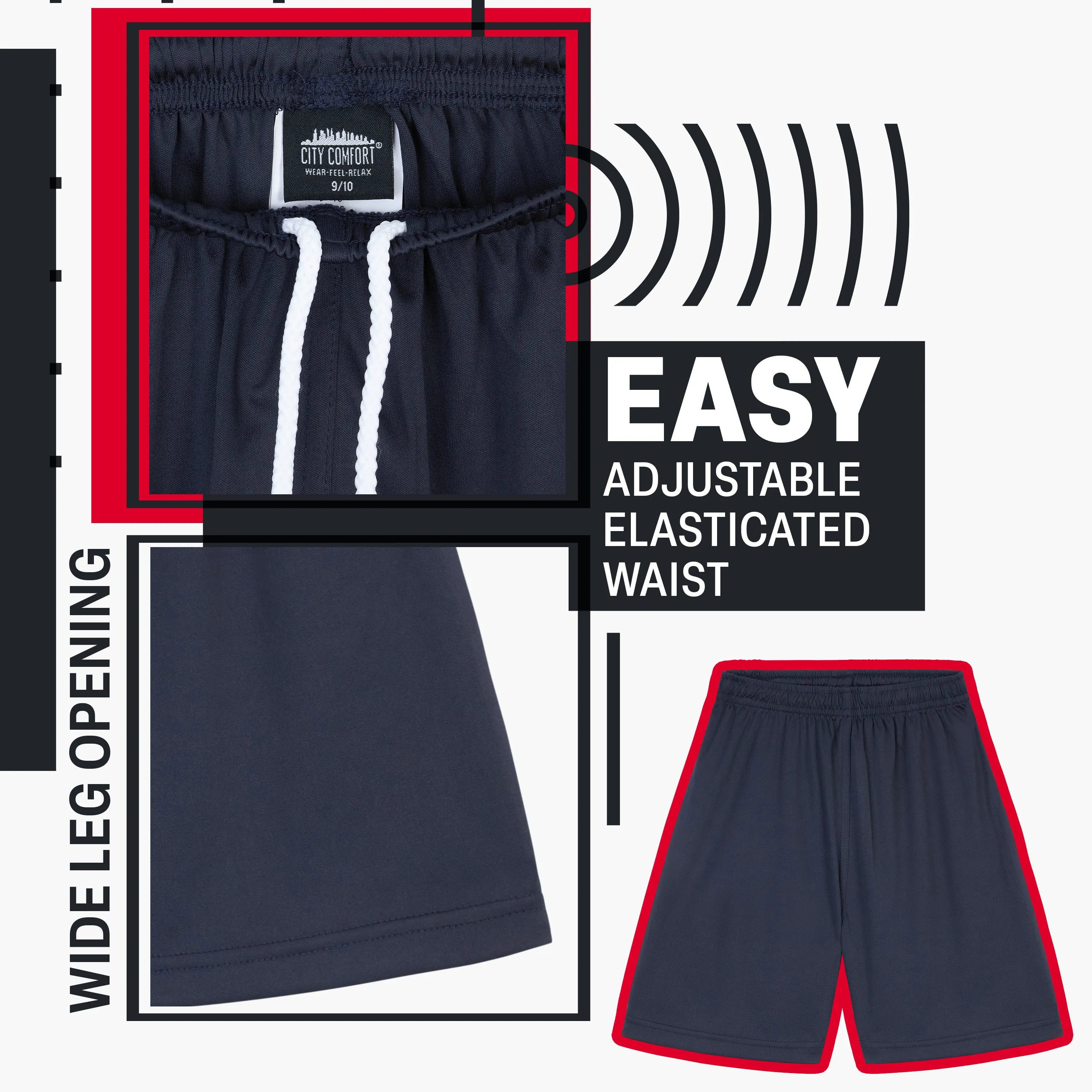 CityComfort Activewear Shorts for Kids, School PE Boys Shorts