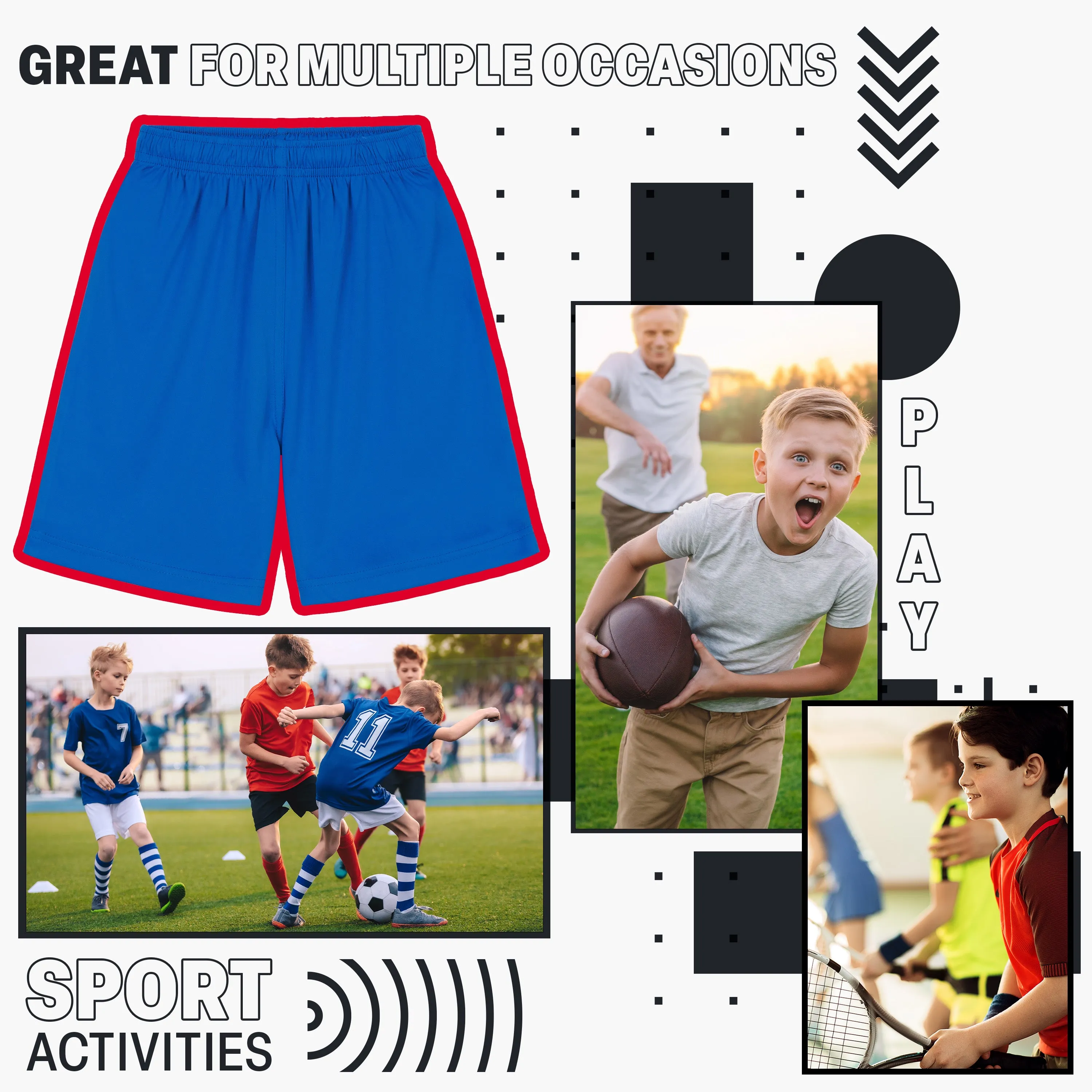 CityComfort Activewear Shorts for Kids, School PE Boys Shorts