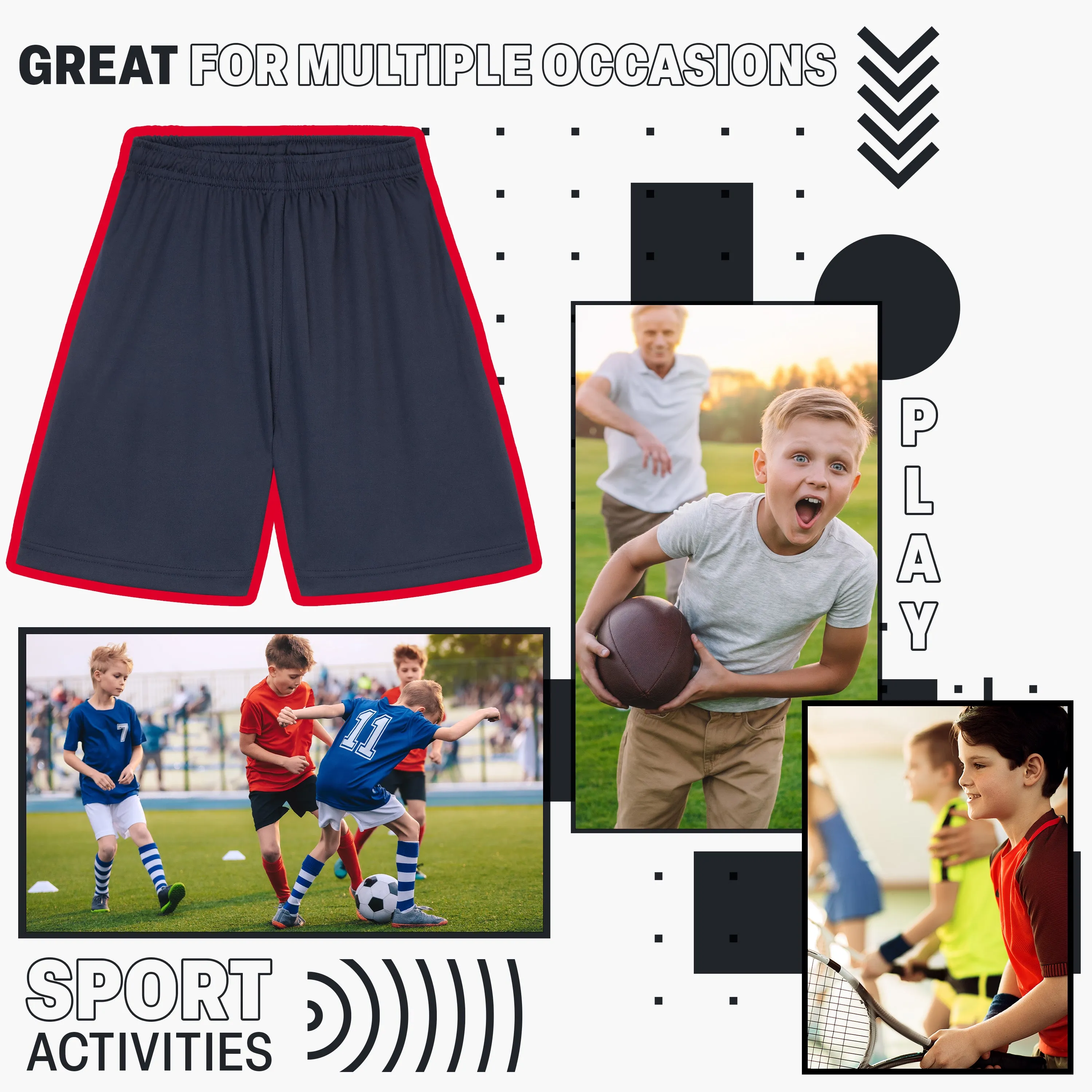 CityComfort Activewear Shorts for Kids, School PE Boys Shorts