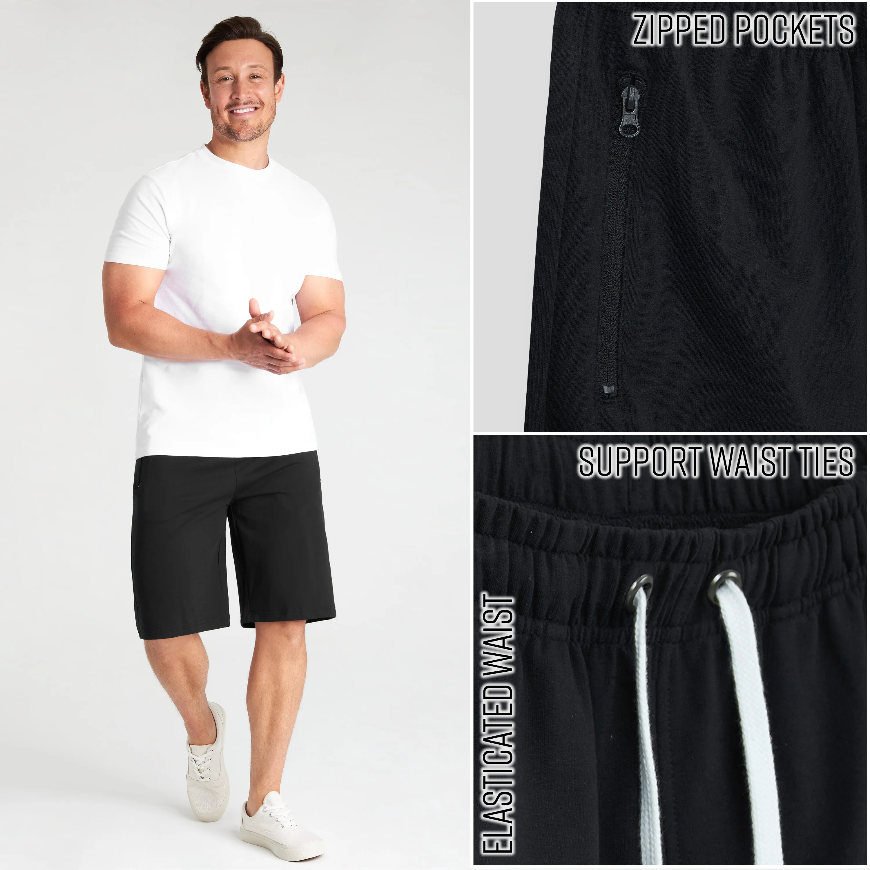 CityComfort Mens Activewear Shorts with Zipped Pockets for Sports Summer Gym