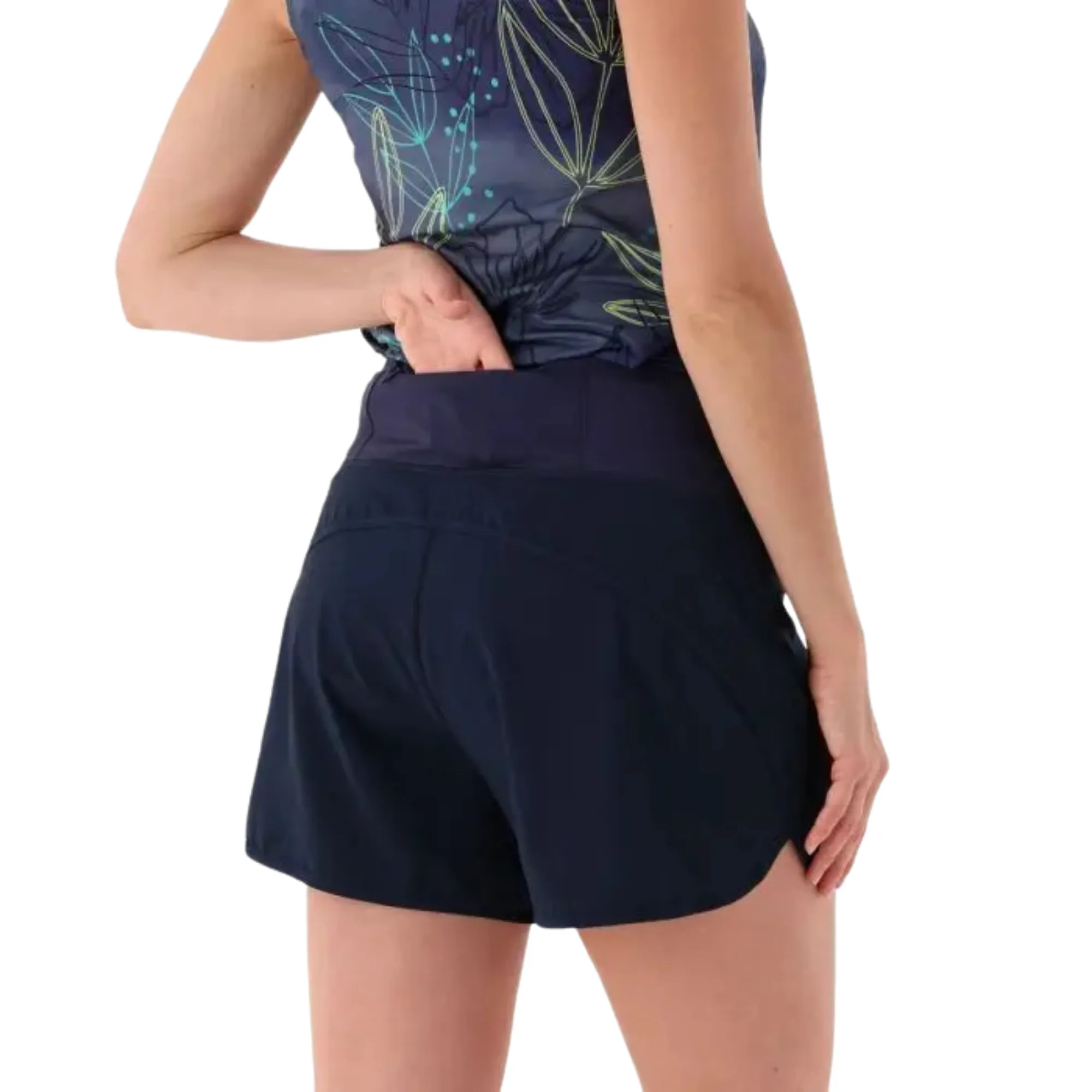 CMP Women's Unlimitech Trail Running 2-in-1 Shorts (3in)(Black/Blue)