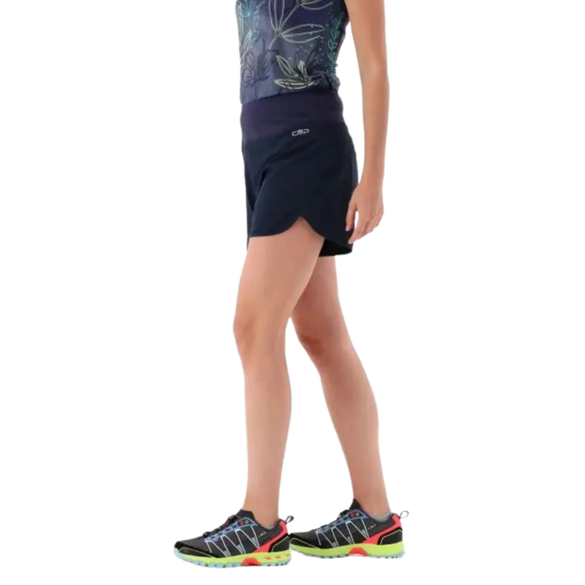 CMP Women's Unlimitech Trail Running 2-in-1 Shorts (3in)(Black/Blue)