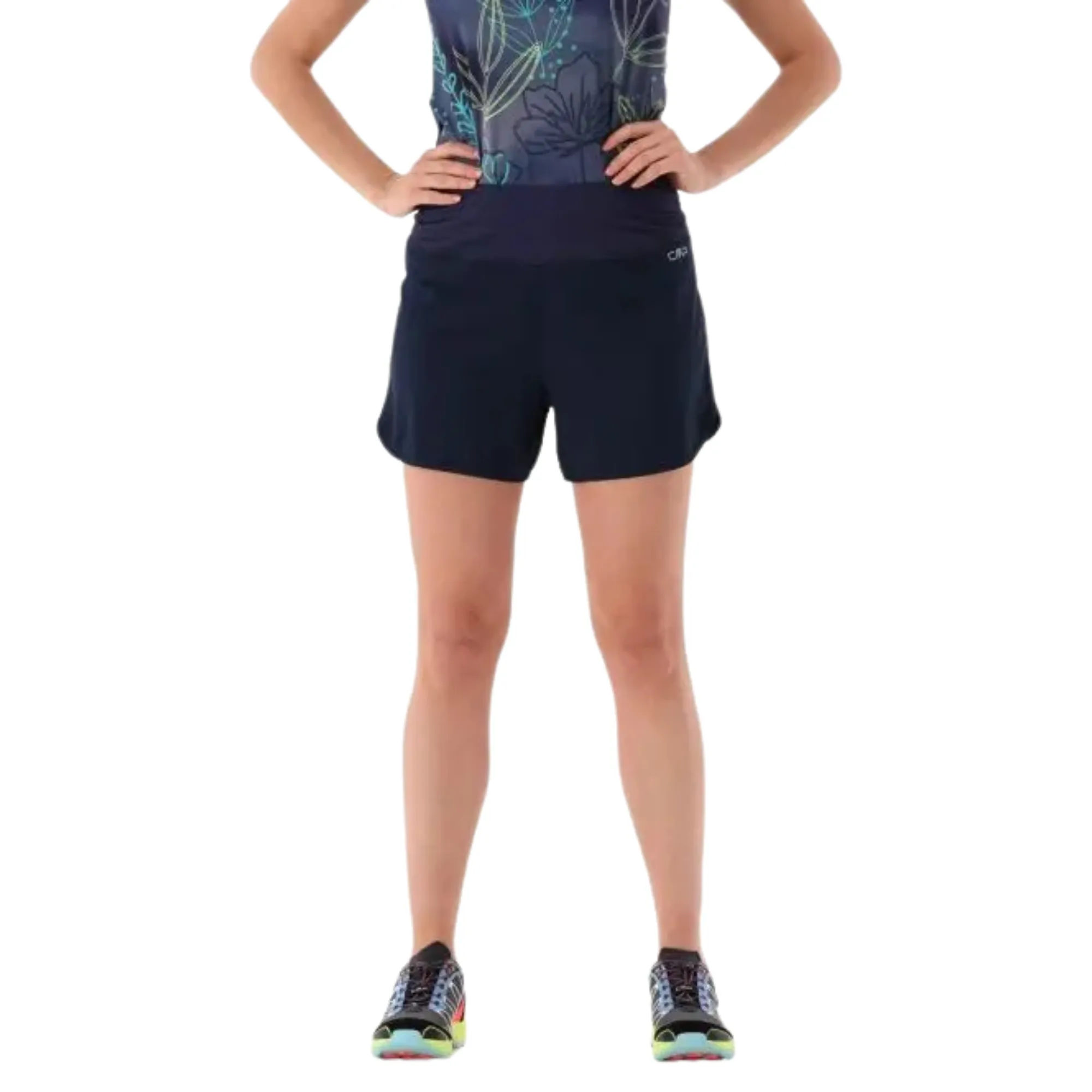CMP Women's Unlimitech Trail Running 2-in-1 Shorts (3in)(Black/Blue)