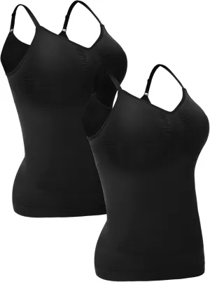 Compression Tank Tops for Women, High Shaping Scoop & V-Neck Cami, Shapewear Tummy Control Camisole