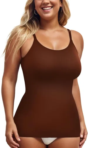 Compression Tank Tops for Women, High Shaping Scoop & V-Neck Cami, Shapewear Tummy Control Camisole