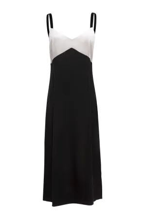 CONTRAST SILK VELVET MAXI SLIP DRESS
