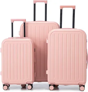 Convenient Travel with 20/24/28in Spinner Luggage, Scratch-Resistant ABS Shell, Cup Holder & USB Port, Pink