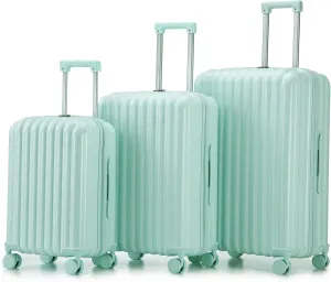 Convenient Travel with ABS Spinner Wheel Luggage, Carry-On with USB Port & Cup Holder, Mint Green