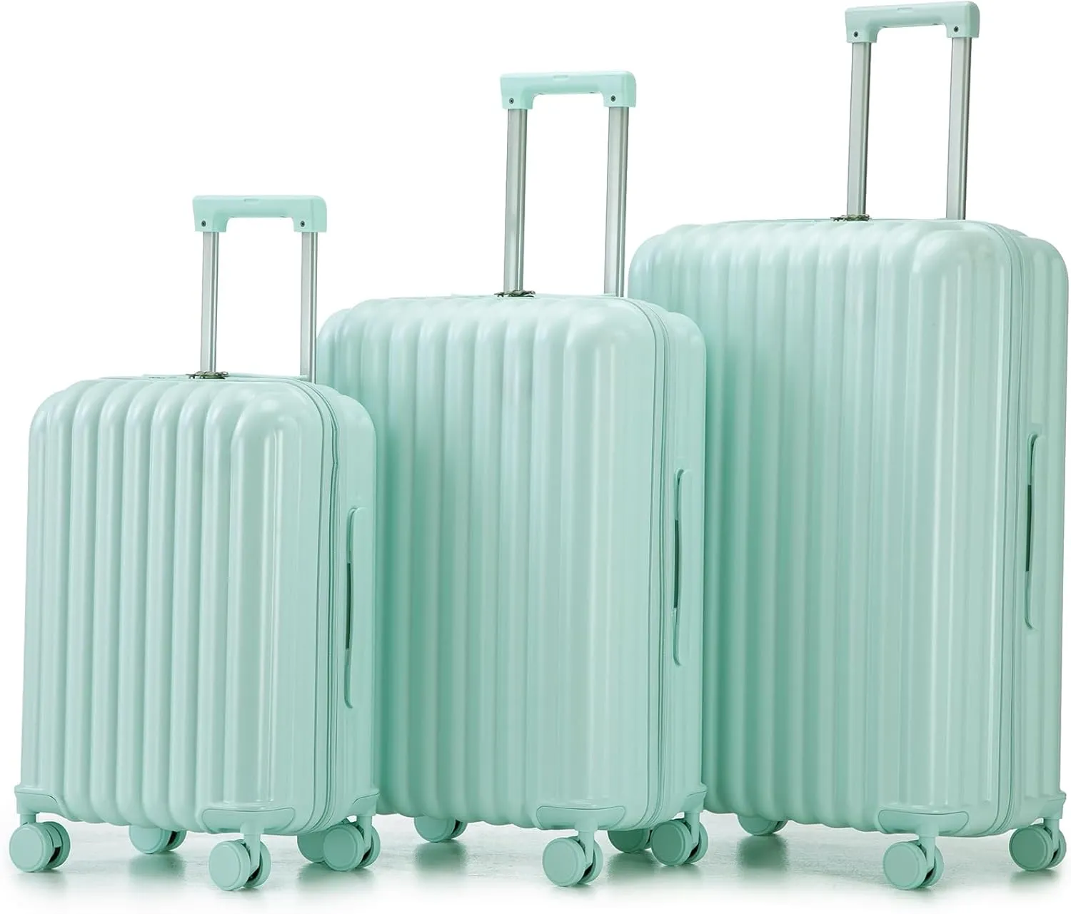 Convenient Travel with ABS Spinner Wheel Luggage, Carry-On with USB Port & Cup Holder, Mint Green