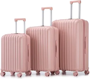 Convenient Travel with Spinner Wheel Luggage, Built-in USB Port and Cup Holder, Modern Design, Pink