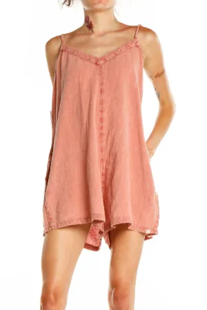 Coral Flowy Spaghetti Strap Romper