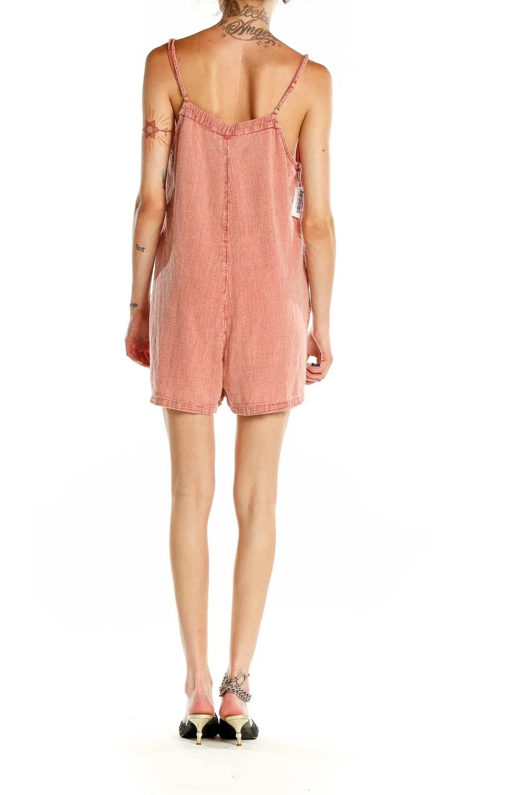 Coral Flowy Spaghetti Strap Romper
