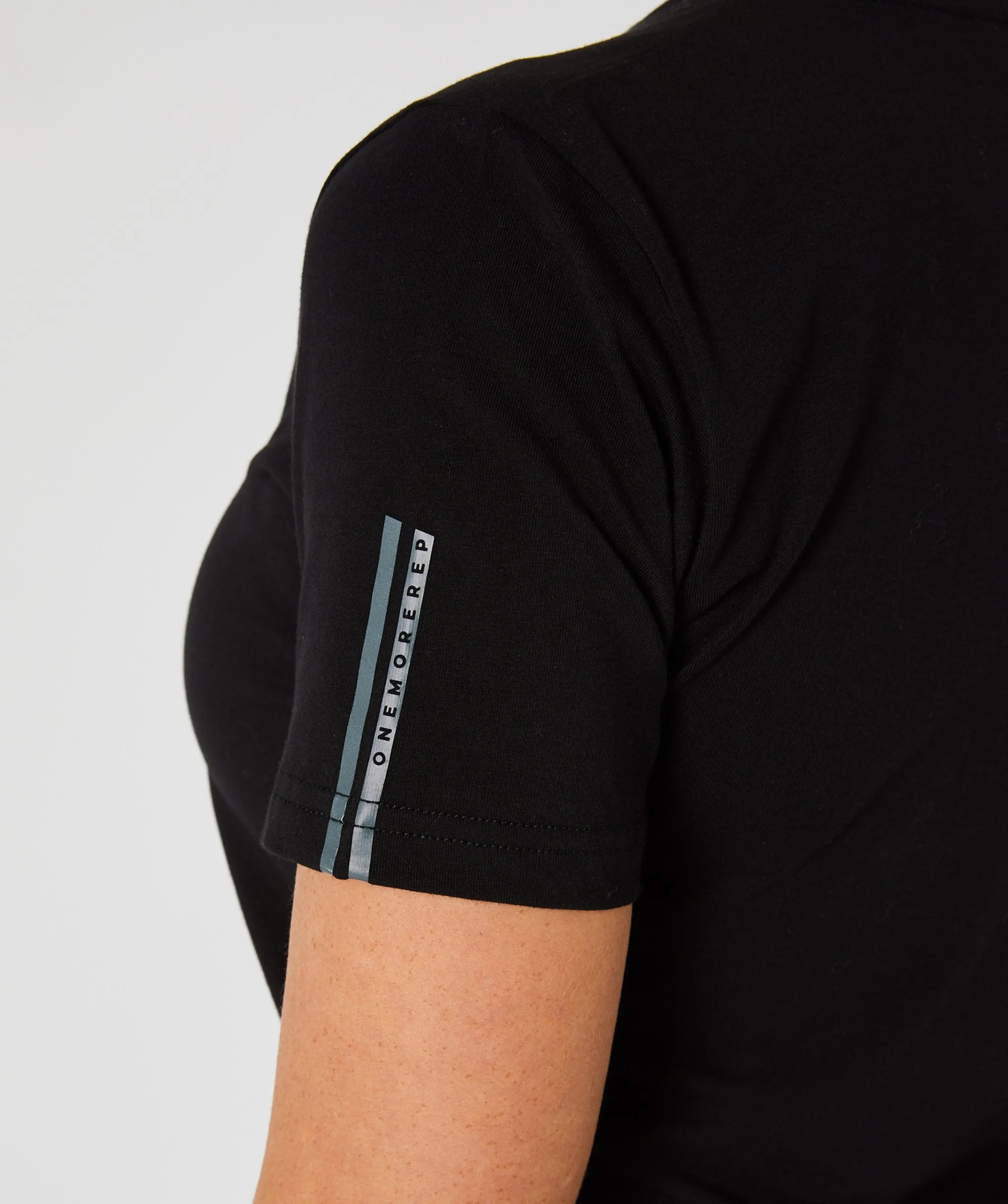 Core Crop Fitted Tee (Black) by OneMoreRep