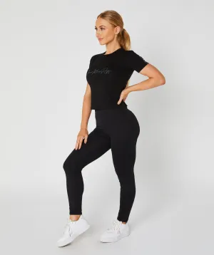 Core Crop Fitted Tee (Black) by OneMoreRep