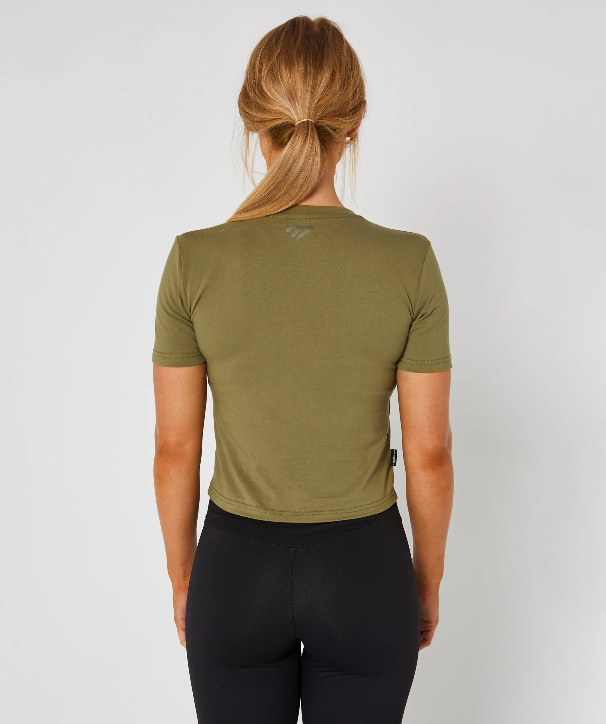 Core Crop Fitted Tee (Khaki) by OneMoreRep