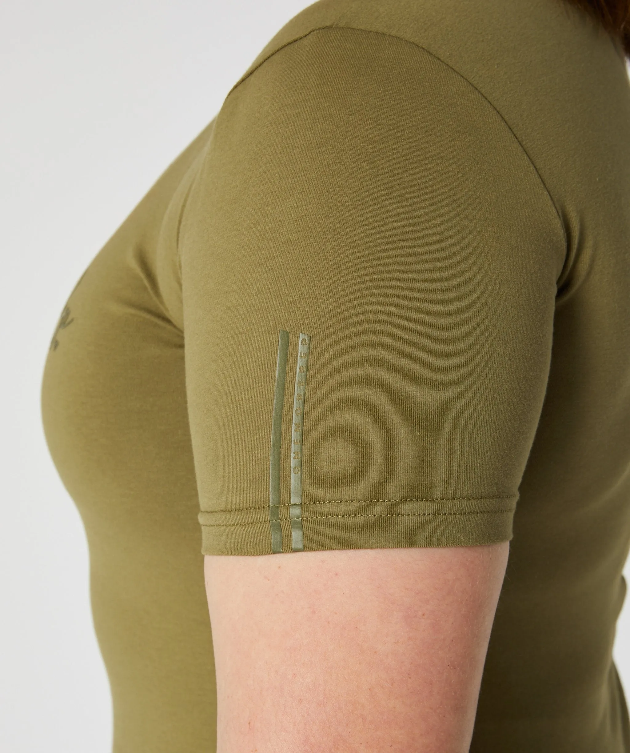 Core Crop Fitted Tee (Khaki) by OneMoreRep