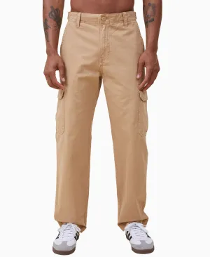 Cotton On Mens Tactical Cargo Pants Vintage Mustard Twill Beige 28 x 30