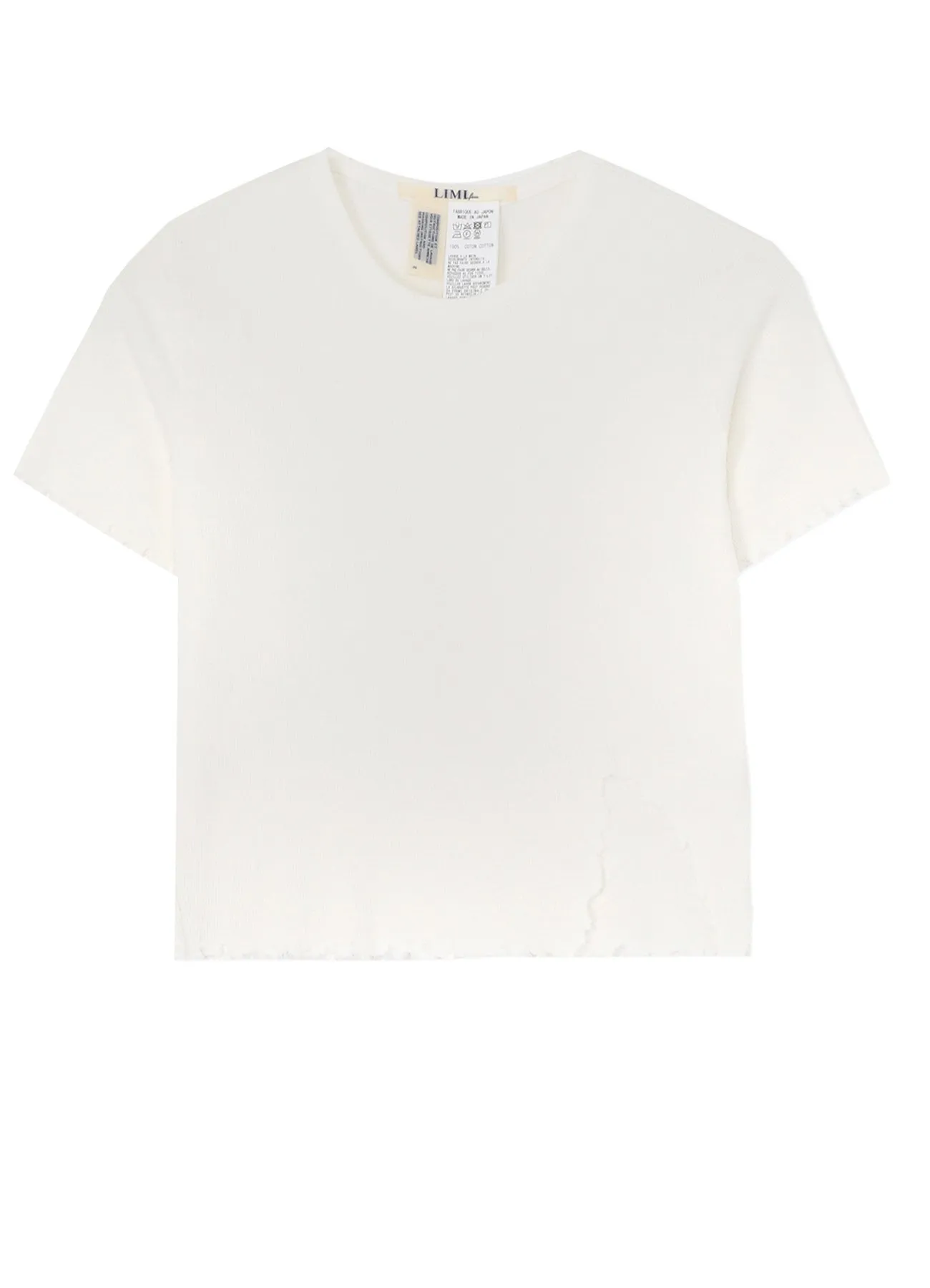 COTTON RAYON RIB T-SHIRT WITH DAMAGED HEM