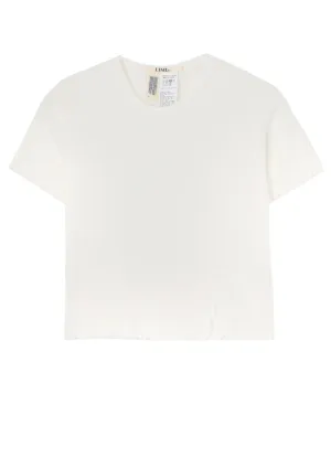 COTTON RAYON RIB T-SHIRT WITH DAMAGED HEM
