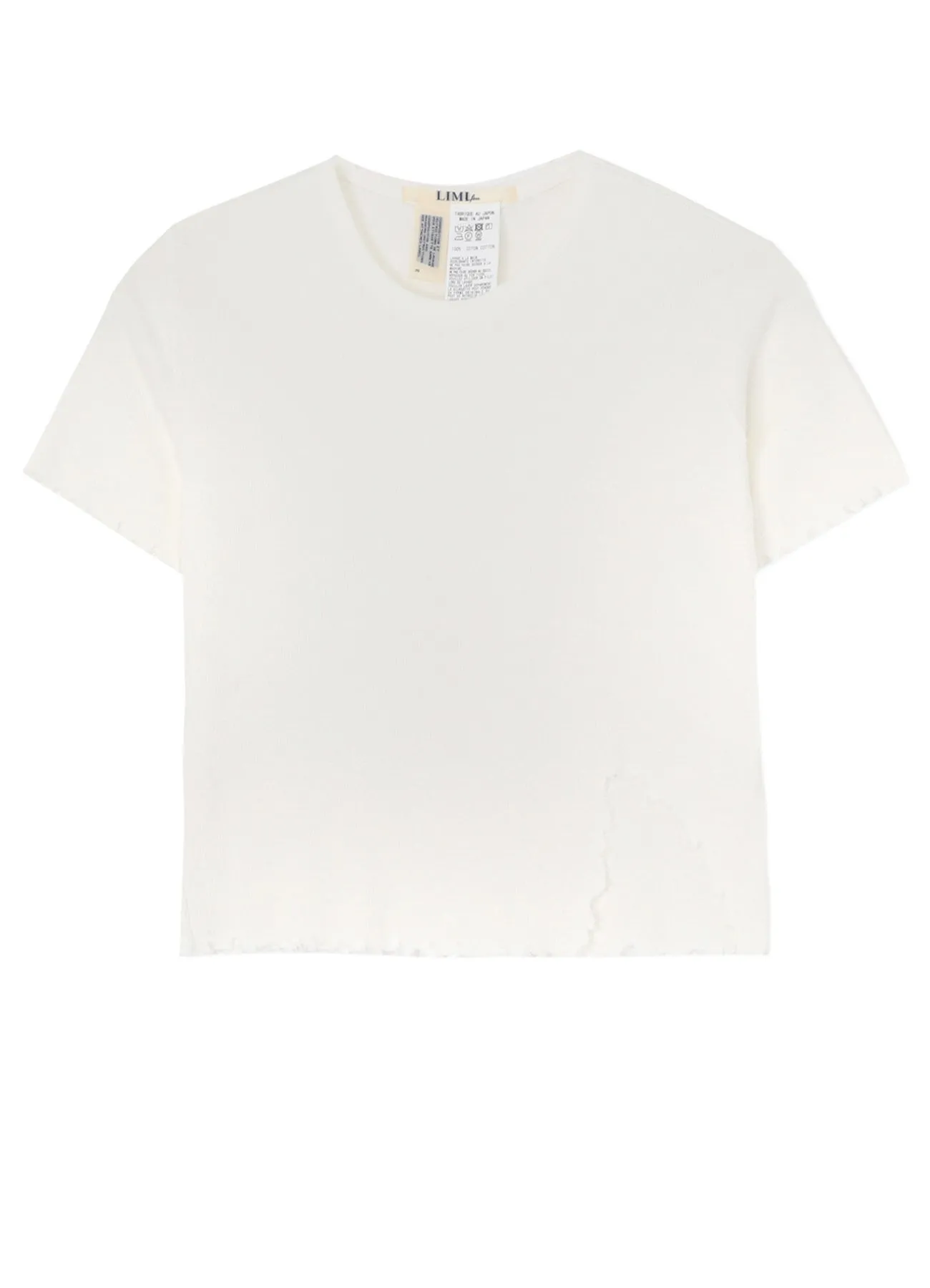 COTTON RAYON RIB T-SHIRT WITH DAMAGED HEM