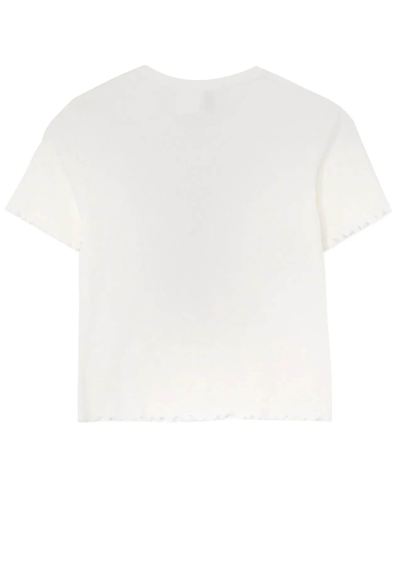 COTTON RAYON RIB T-SHIRT WITH DAMAGED HEM