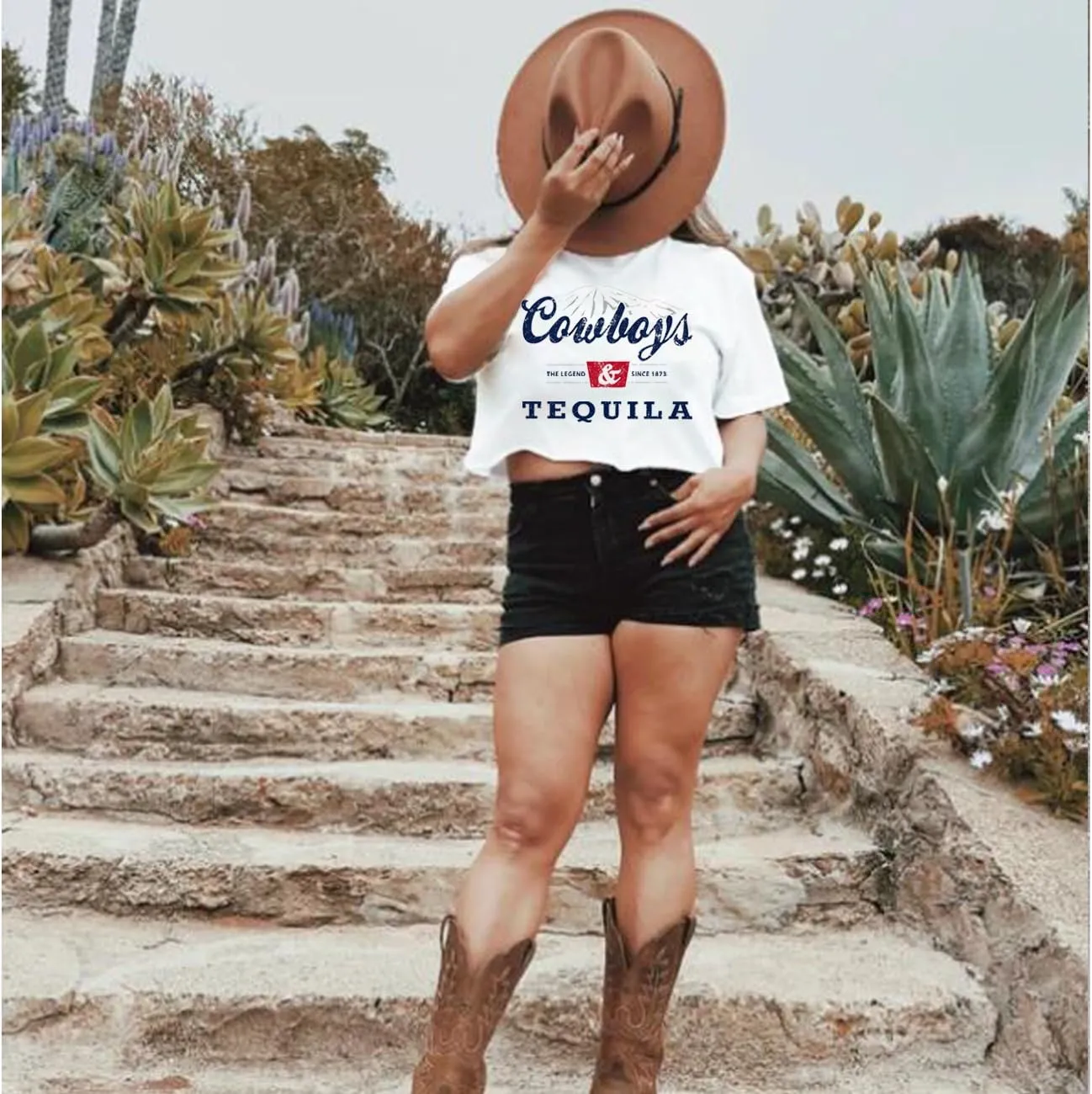 Country Music Cowboy Crop T Shirt Women Vintage Concert Tees Funny Western Rodeo Graphic Short Sleeve Tops Shirt