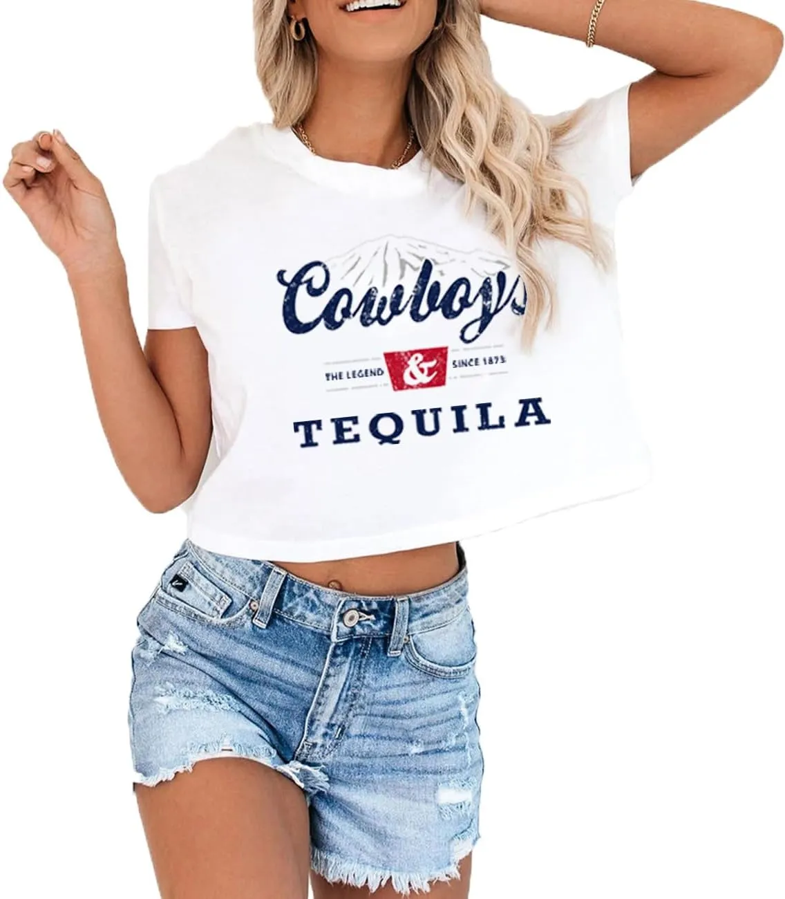 Country Music Cowboy Crop T Shirt Women Vintage Concert Tees Funny Western Rodeo Graphic Short Sleeve Tops Shirt