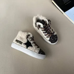 Cream Sherpa High Top Star Sneaker